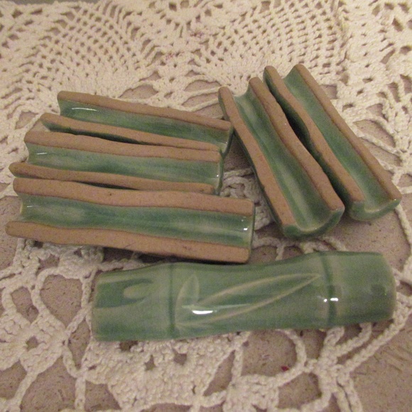 Vintage Japanese bamboo shape ceramic chopstick rests - Picture 5 of 7